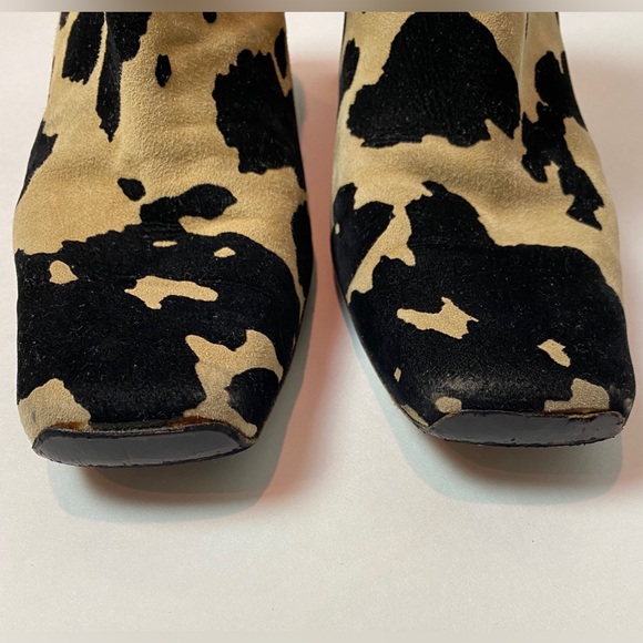 Via Spiga Ankle Boots Cow Print Suede Square Toe size 8.5 Made in Italy Y2K 90s - Picture 8 of 15